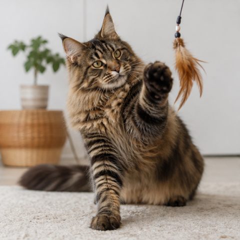 Maine Coon kedisi doğal ışıkta yakın portresi