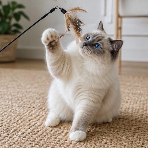 Ragdoll kedisi doğal ışıkta yakın portresi